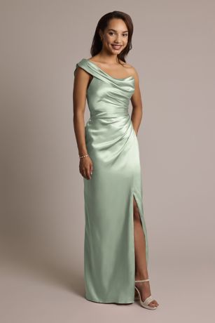Picture of One-Shoulder Charmeuse Sheath Dress