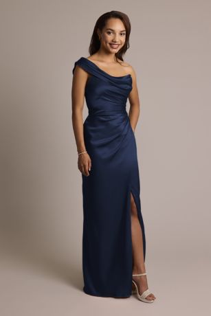 Picture of One-Shoulder Charmeuse Sheath Dress