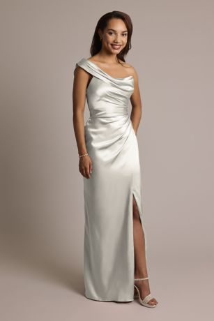 Picture of One-Shoulder Charmeuse Sheath Dress