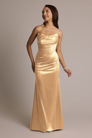 Picture of Sculpting Satin Strapless Mermaid Dress