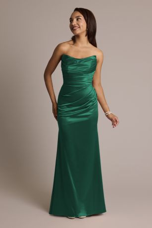 Picture of Sculpting Satin Strapless Mermaid Dress