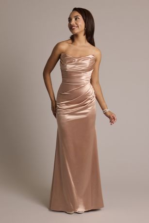 Picture of Sculpting Satin Strapless Mermaid Dress