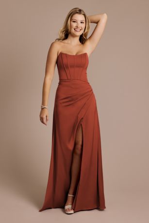 Picture of Matte Satin Sculpted Bodice Corset Dress