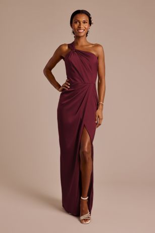 Picture of Matte Satin Knotted One-Shoulder Sheath Dress