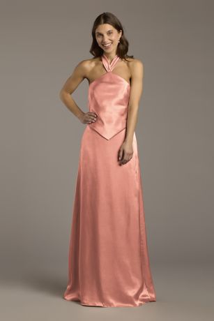 Picture of Charmeuse Halter Faux Two-Piece A-Line Dress