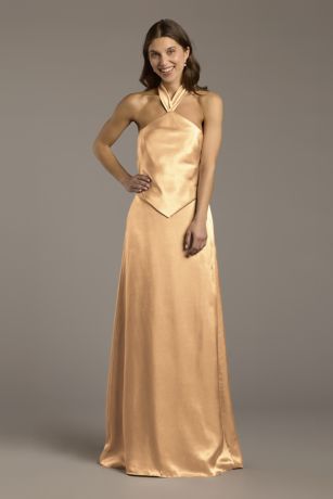 Picture of Charmeuse Halter Faux Two-Piece A-Line Dress