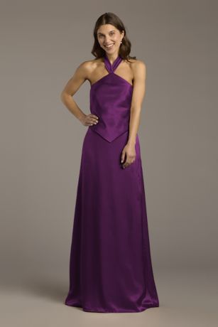 Picture of Charmeuse Halter Faux Two-Piece A-Line Dress