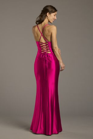 Picture of Sculpting Satin Lace-Up Back Sheath Dress