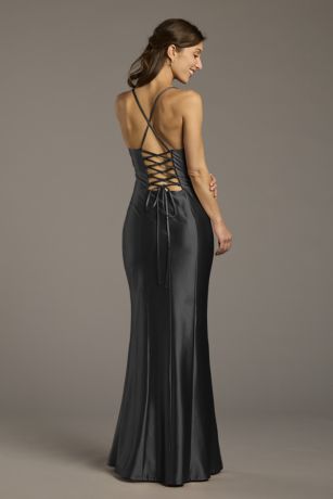 Picture of Sculpting Satin Lace-Up Back Sheath Dress