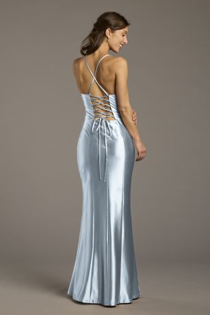 Picture of Sculpting Satin Lace-Up Back Sheath Dress