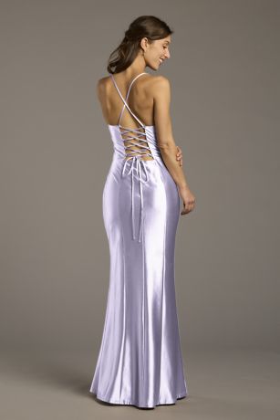 Picture of Sculpting Satin Lace-Up Back Sheath Dress
