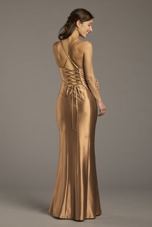 Picture of Sculpting Satin Lace-Up Back Sheath Dress