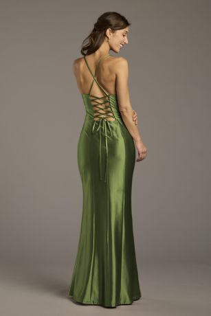 Picture of Sculpting Satin Lace-Up Back Sheath Dress