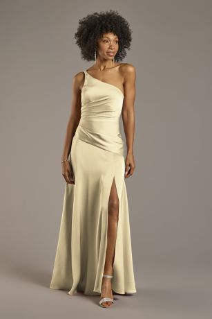 Picture of Matte Satin One-Shoulder Drop Waist Dress