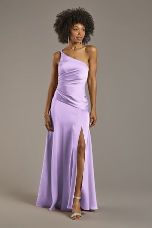 Picture of Matte Satin One-Shoulder Drop Waist Dress