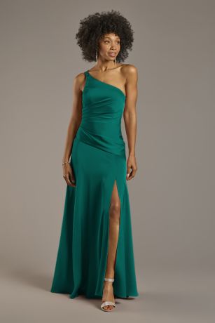 Picture of Matte Satin One-Shoulder Drop Waist Dress