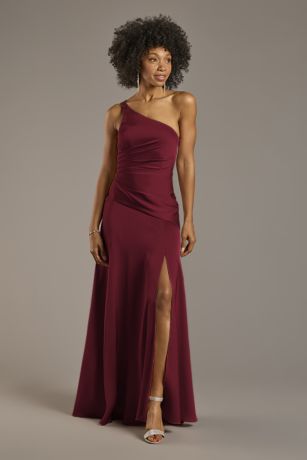 Picture of Matte Satin One-Shoulder Drop Waist Dress