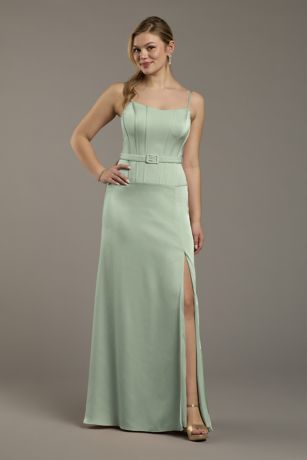 Picture of Matte Satin Drop Waist Corset Dress