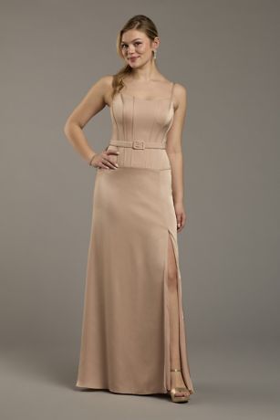 Picture of Matte Satin Drop Waist Corset Dress