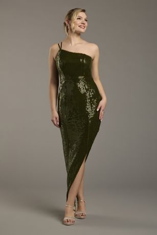 Picture of Sequin One-Shoulder Asymmetrical Sheath Dress
