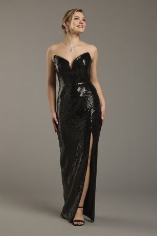 Picture of Strapless Sequin Notch Neckline Sheath Dress