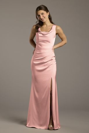 Picture of Matte Satin Cowl Neck Sheath Dress