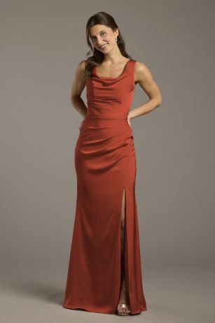 Picture of Matte Satin Cowl Neck Sheath Dress