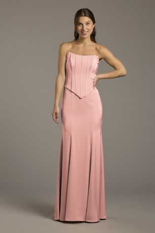 Picture of Matte Satin Corset Bodice Faux Two-Piece Dress