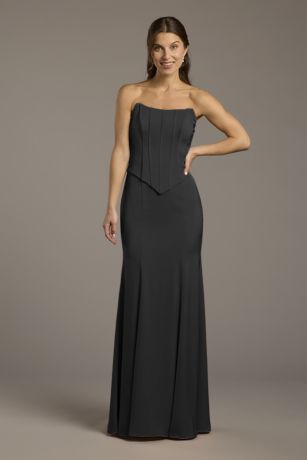 Picture of Matte Satin Corset Bodice Faux Two-Piece Dress