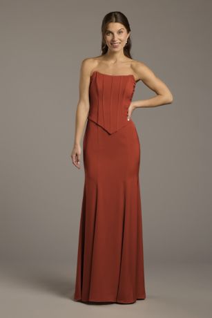 Picture of Matte Satin Corset Bodice Faux Two-Piece Dress