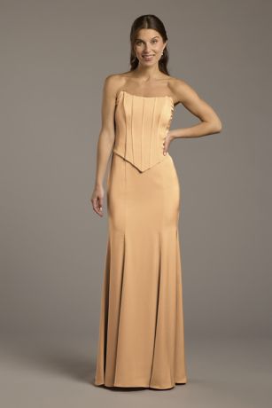 Picture of Matte Satin Corset Bodice Faux Two-Piece Dress