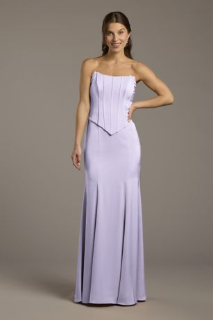 Picture of Matte Satin Corset Bodice Faux Two-Piece Dress