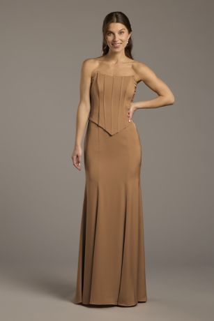 Picture of Matte Satin Corset Bodice Faux Two-Piece Dress