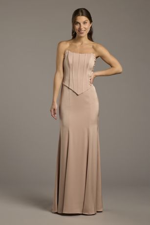 Picture of Matte Satin Corset Bodice Faux Two-Piece Dress