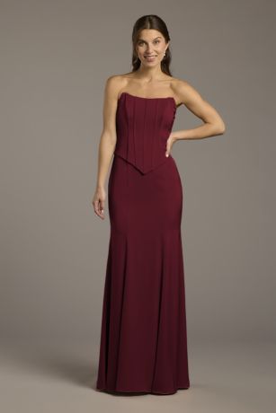 Picture of Matte Satin Corset Bodice Faux Two-Piece Dress