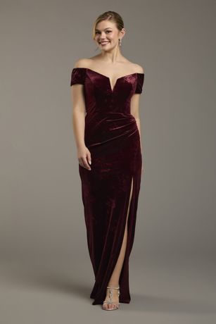 Picture of Embossed Velvet Off-the-Shoulder Sheath Dress