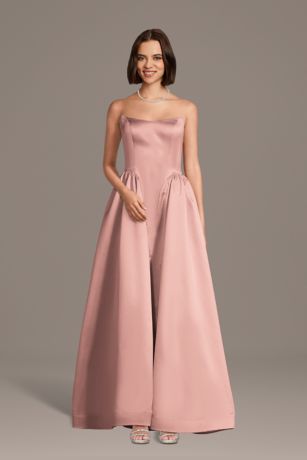 Picture of Strapless Satin Basque Waist Ball Gown