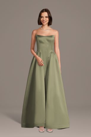 Picture of Strapless Satin Basque Waist Ball Gown
