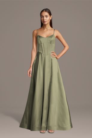 Picture of Satin Basque Waist Corset Ball Gown