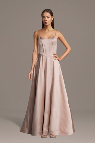 Picture of Satin Basque Waist Corset Ball Gown