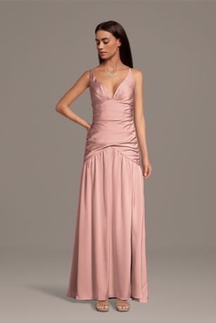 Picture of Matte Satin Drop Waist V-Neck Tank Dress