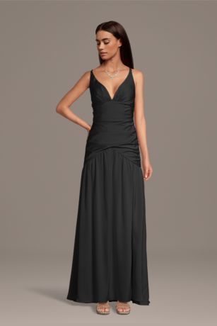 Picture of Matte Satin Drop Waist V-Neck Tank Dress
