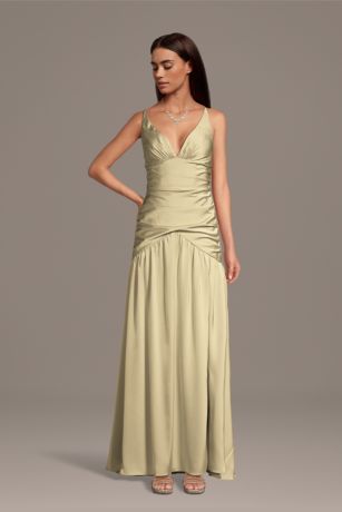 Picture of Matte Satin Drop Waist V-Neck Tank Dress