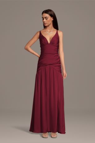 Picture of Matte Satin Drop Waist V-Neck Tank Dress