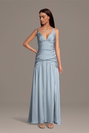Picture of Matte Satin Drop Waist V-Neck Tank Dress