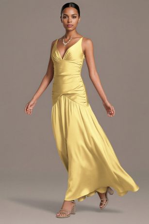 Picture of Matte Satin Drop Waist V-Neck Tank Dress