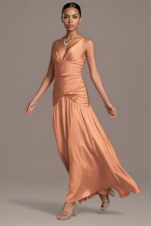 Picture of Matte Satin Drop Waist V-Neck Tank Dress