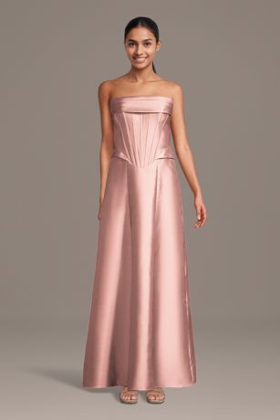 Picture of Mikado Corset Bodice Off-the-Shoulder Midi Dress