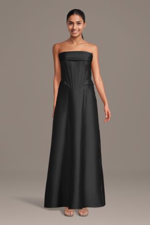 Picture of Mikado Corset Bodice Off-the-Shoulder Midi Dress