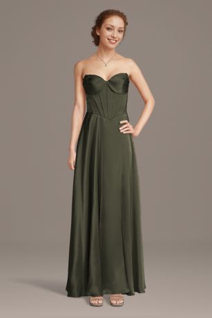 Picture of Charmeuse Corset Bodice A-Line Dress